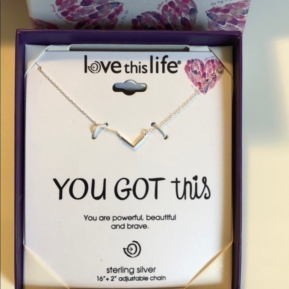 New Stamped Silver Necklace in gift box